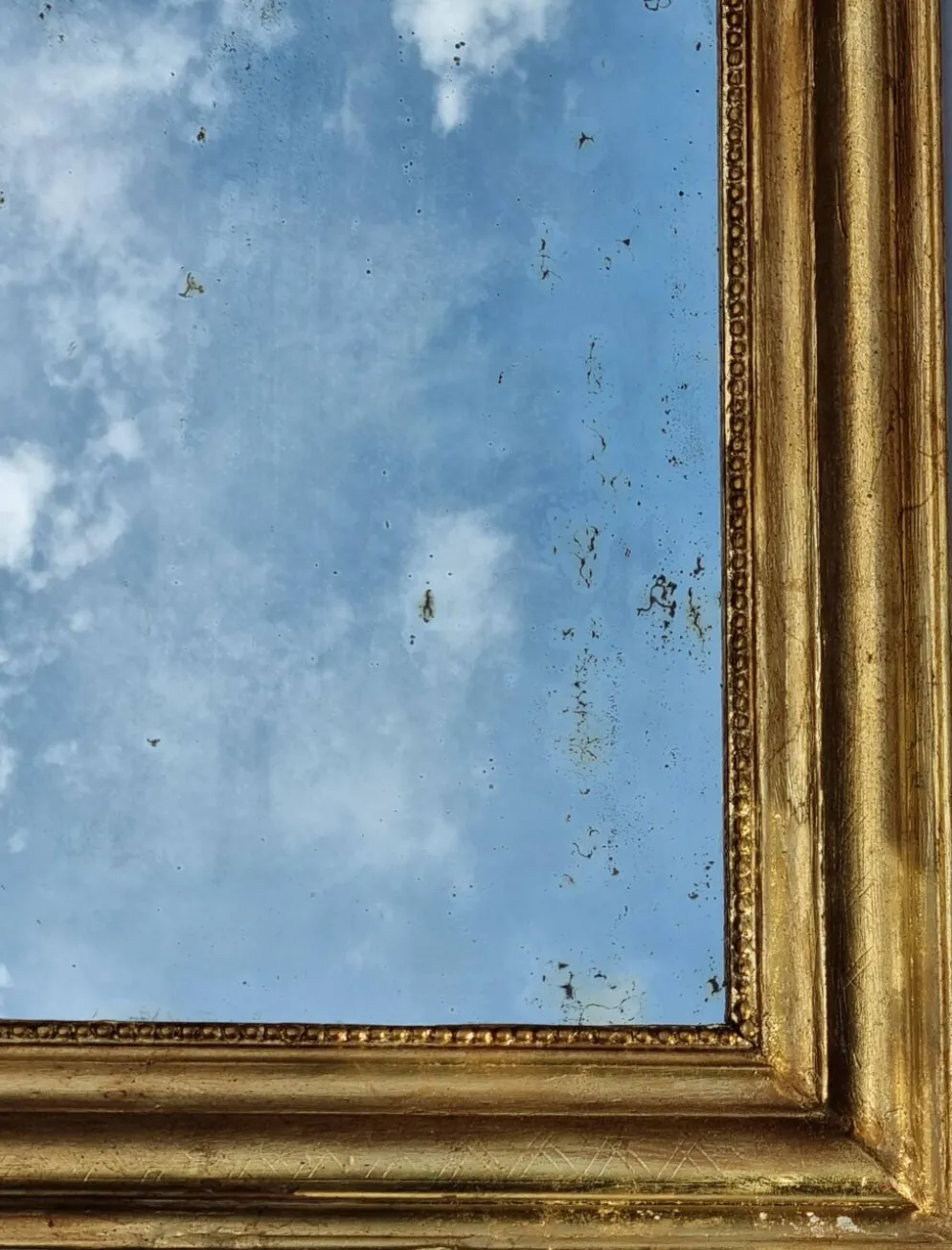 Grand miroir d'époque Louis-Philippe, glace d'origine, XIXe, 108 x 76 cm