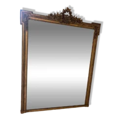 Grand miroir d'époque Napoléon III à fronton fleuri