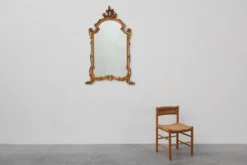 Grand miroir en bois doré de style Louis XV baroque du 20e siècle, Belgique, années 1950.
