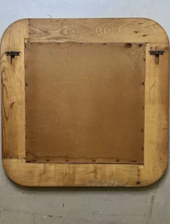 Grand miroir en bois d'orme 78x78, Maison Regain 1978