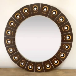 Grand miroir en céramique des années 60/70