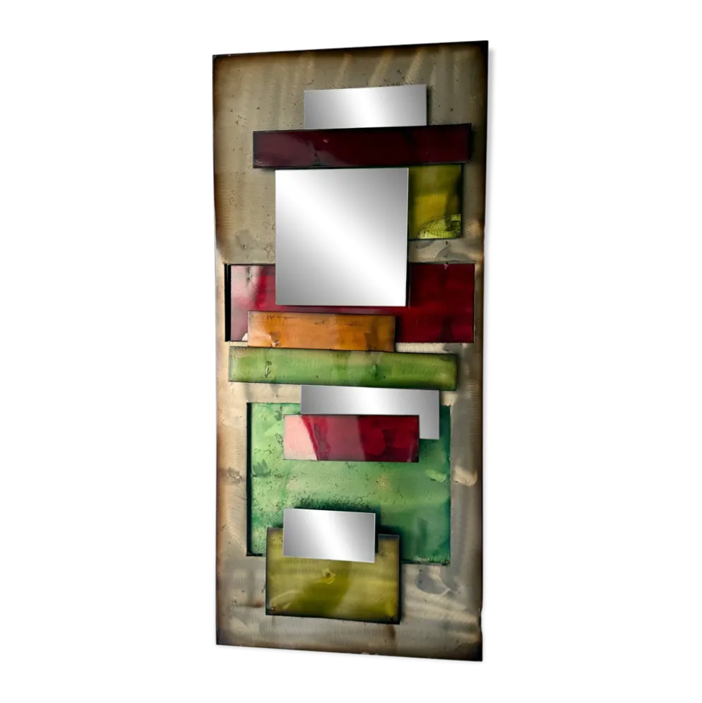 Grand miroir en métal "polychrome" — 1970s