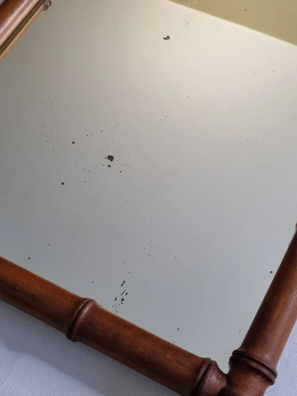 Grand miroir français en bois tourné façon bambou, 54 x 76 cm