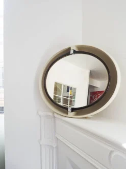 Grand miroir inclinable oval en plastique vintage retro lumineux
