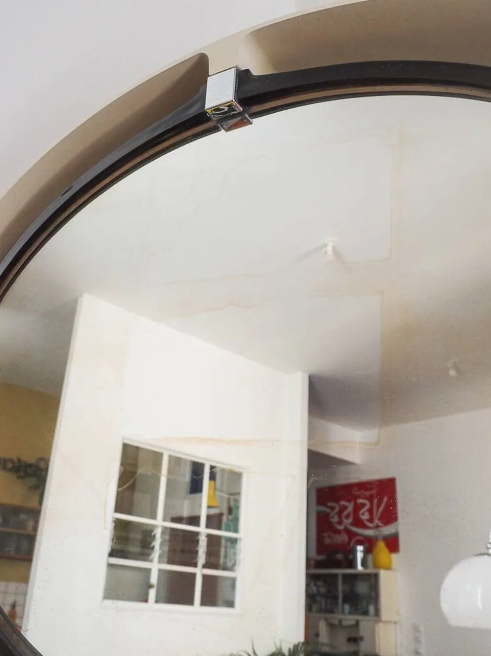 Grand miroir inclinable oval en plastique vintage retro lumineux