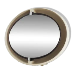 Grand miroir inclinable oval en plastique vintage retro lumineux