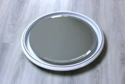 Grand Miroir Lumineux Rond Vintage Céramique Space Age 68cm - Année 70