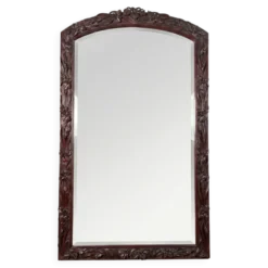 Grand miroir (2 mètres) Art Nouveau en Acajou sculpté en haut-relief à déco