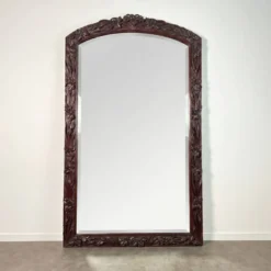 Grand miroir (2 mètres) Art Nouveau en Acajou sculpté en haut-relief à déco