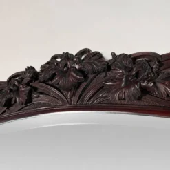 Grand miroir (2 mètres) Art Nouveau en Acajou sculpté en haut-relief à déco