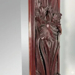 Grand miroir (2 mètres) Art Nouveau en Acajou sculpté en haut-relief à déco