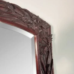Grand miroir (2 mètres) Art Nouveau en Acajou sculpté en haut-relief à déco