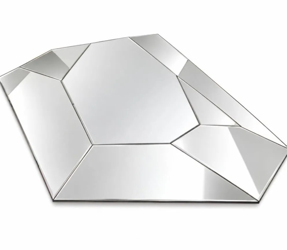 Grand miroir mural asymétrique au design à multiple facettes Italien