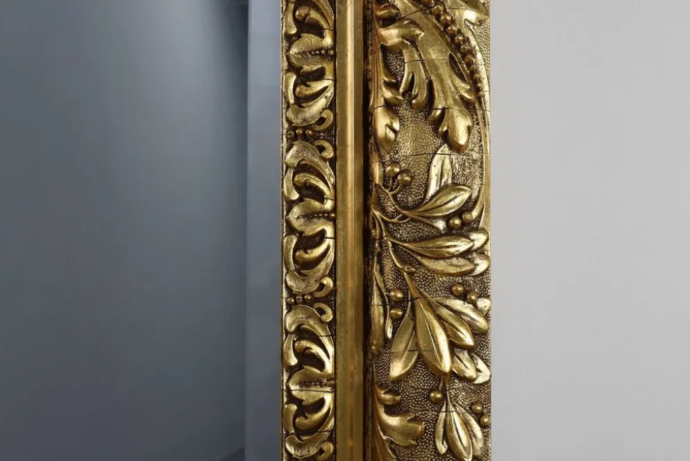 Grand miroir mural en chêne baroque rustique français, vers 1850