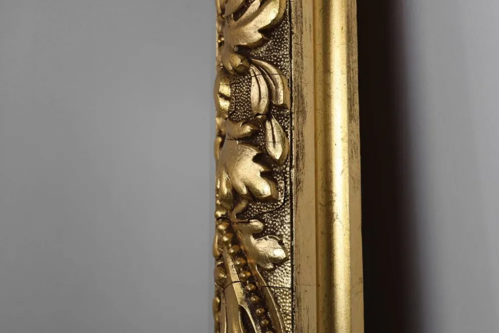 Grand miroir mural en chêne baroque rustique français, vers 1850