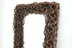 Grand miroir mural ou de sol Mid-Century en bois tropical