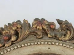 Grand miroir mural rond, baroque, motif floraux, rococo, années 70