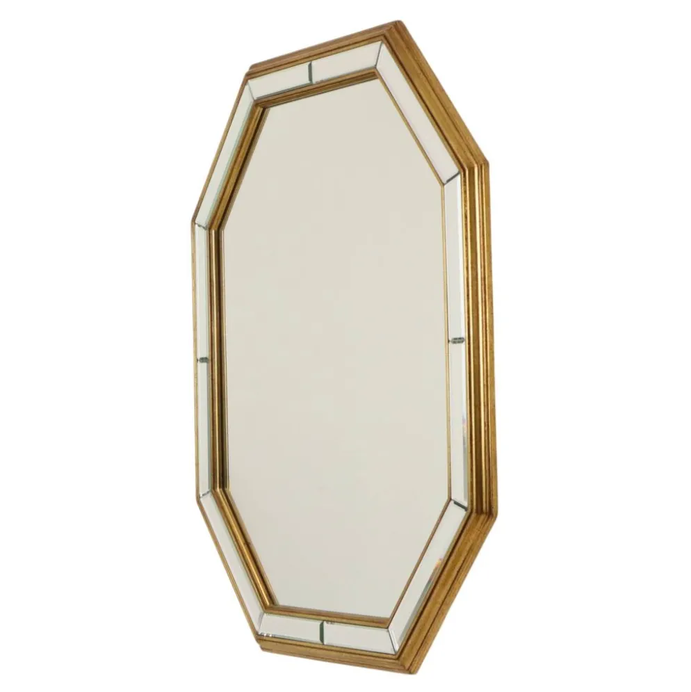 Grand miroir octogonal Deknudt, style Hollywood Regency