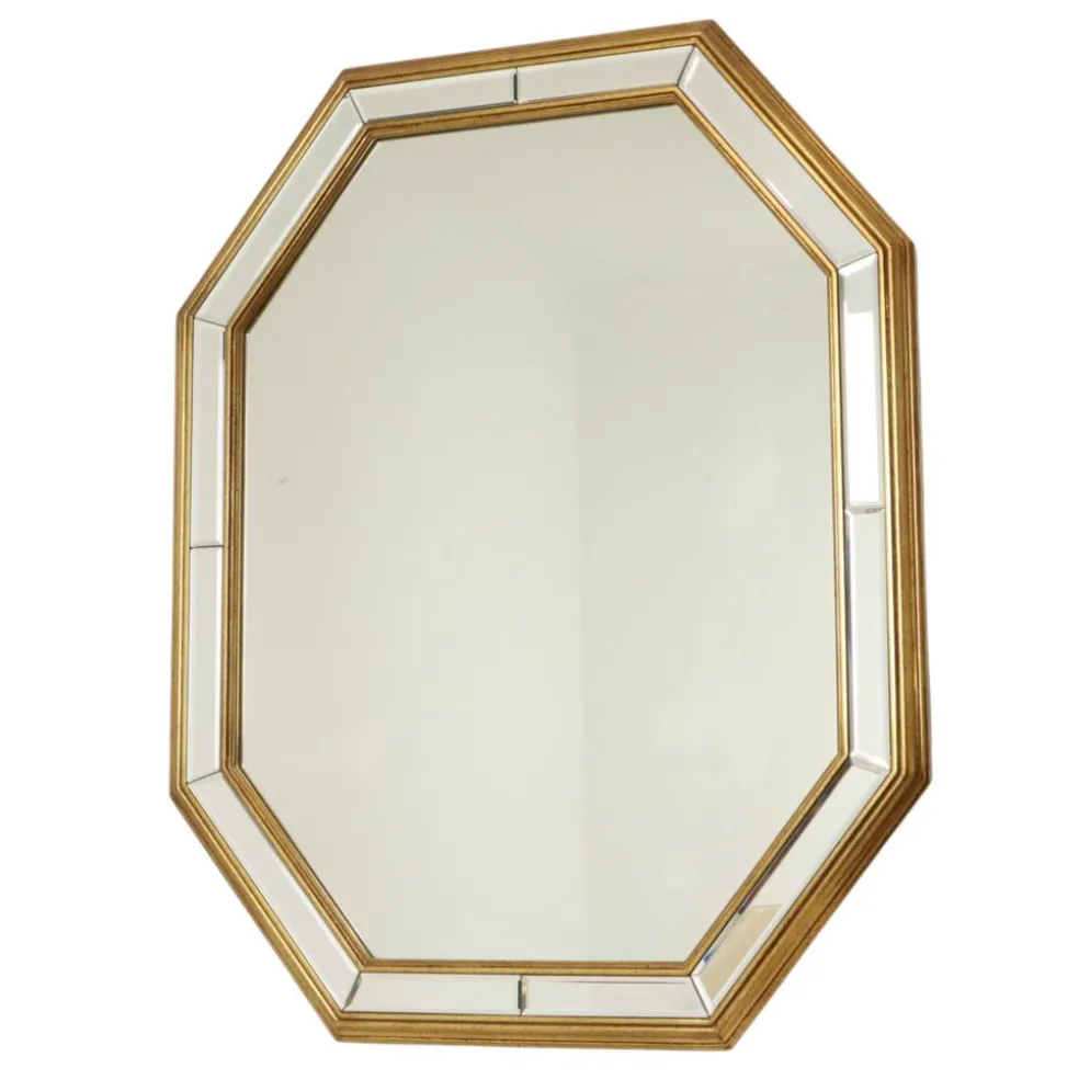Grand miroir octogonal Deknudt, style Hollywood Regency