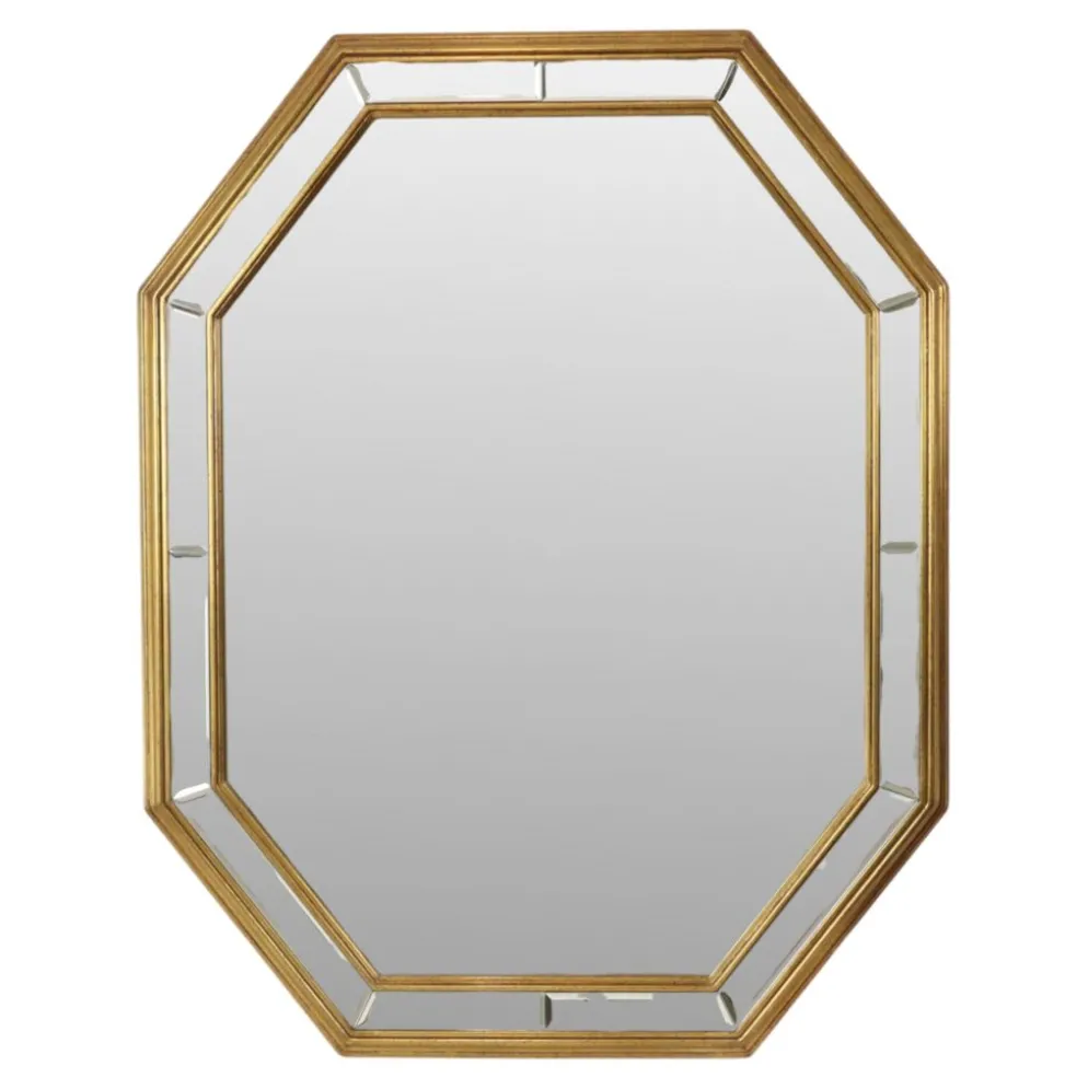 Grand miroir octogonal Deknudt, style Hollywood Regency
