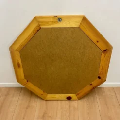Grand miroir octogonale en pin, scandinave, 1980