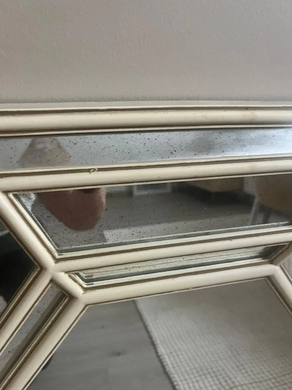 Grand miroir octogonal vintage à facettes, circa 1970-1980
