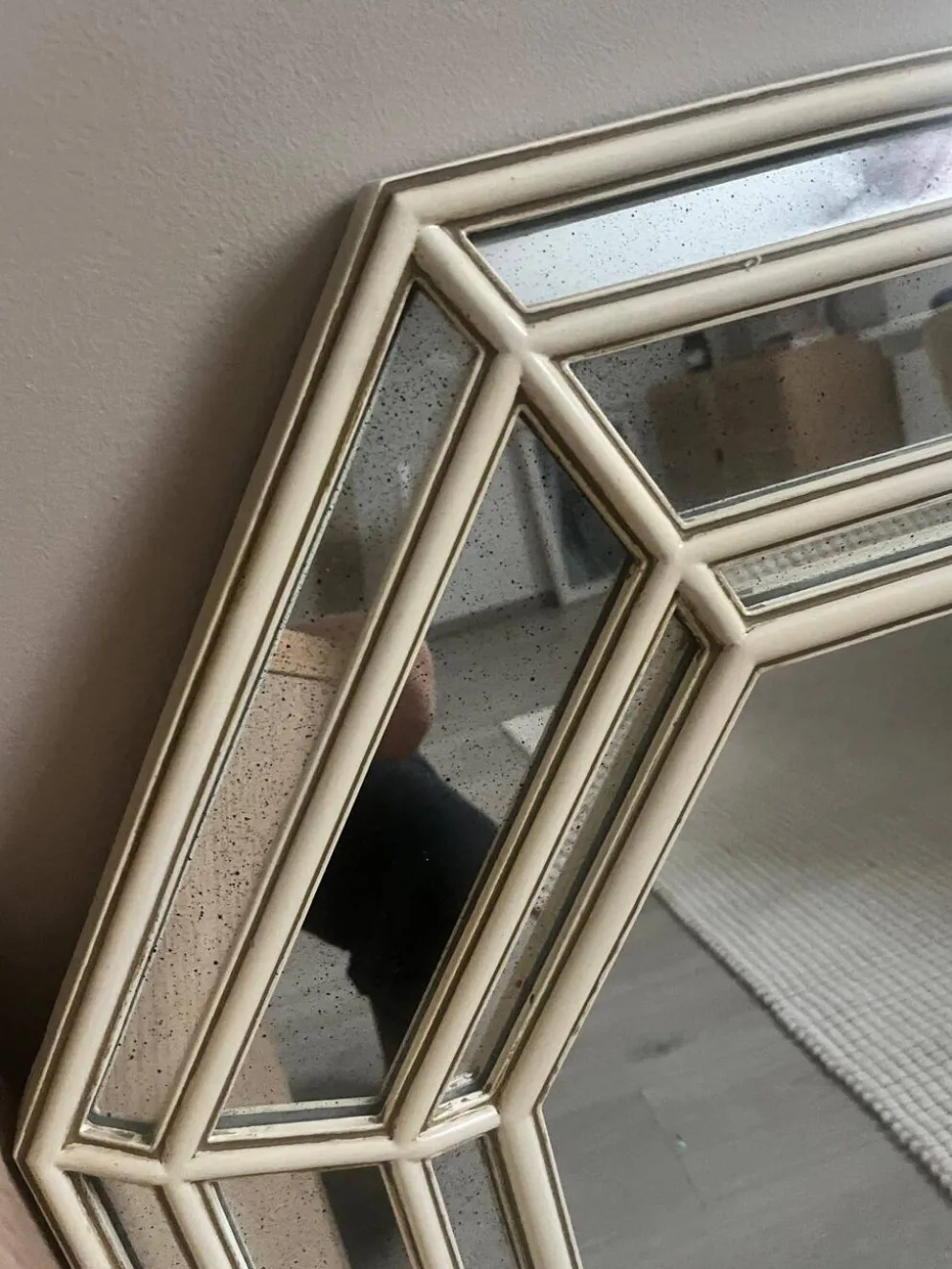 Grand miroir octogonal vintage à facettes, circa 1970-1980