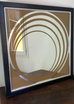 Grand miroir Op Art, années 70, Made in England