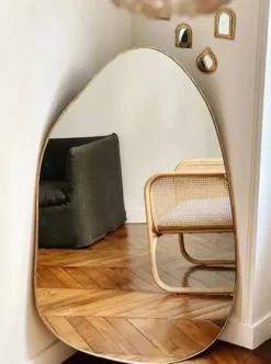 Grand miroir organique dune - dore