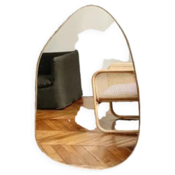 Grand miroir organique dune - dore