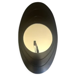 Grand miroir ovale italien moderniste, design space age 1970