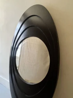 Grand miroir ovale italien moderniste, design space age 1970