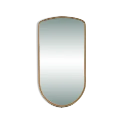 Grand miroir ovoïde vintage à bords dorés et noir - années 1960