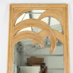 Grand miroir « palmes » en rotin