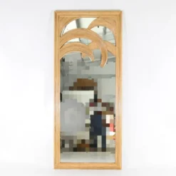 Grand miroir « palmes » en rotin
