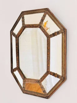 Grand miroir à parcloses octogonal XIXème