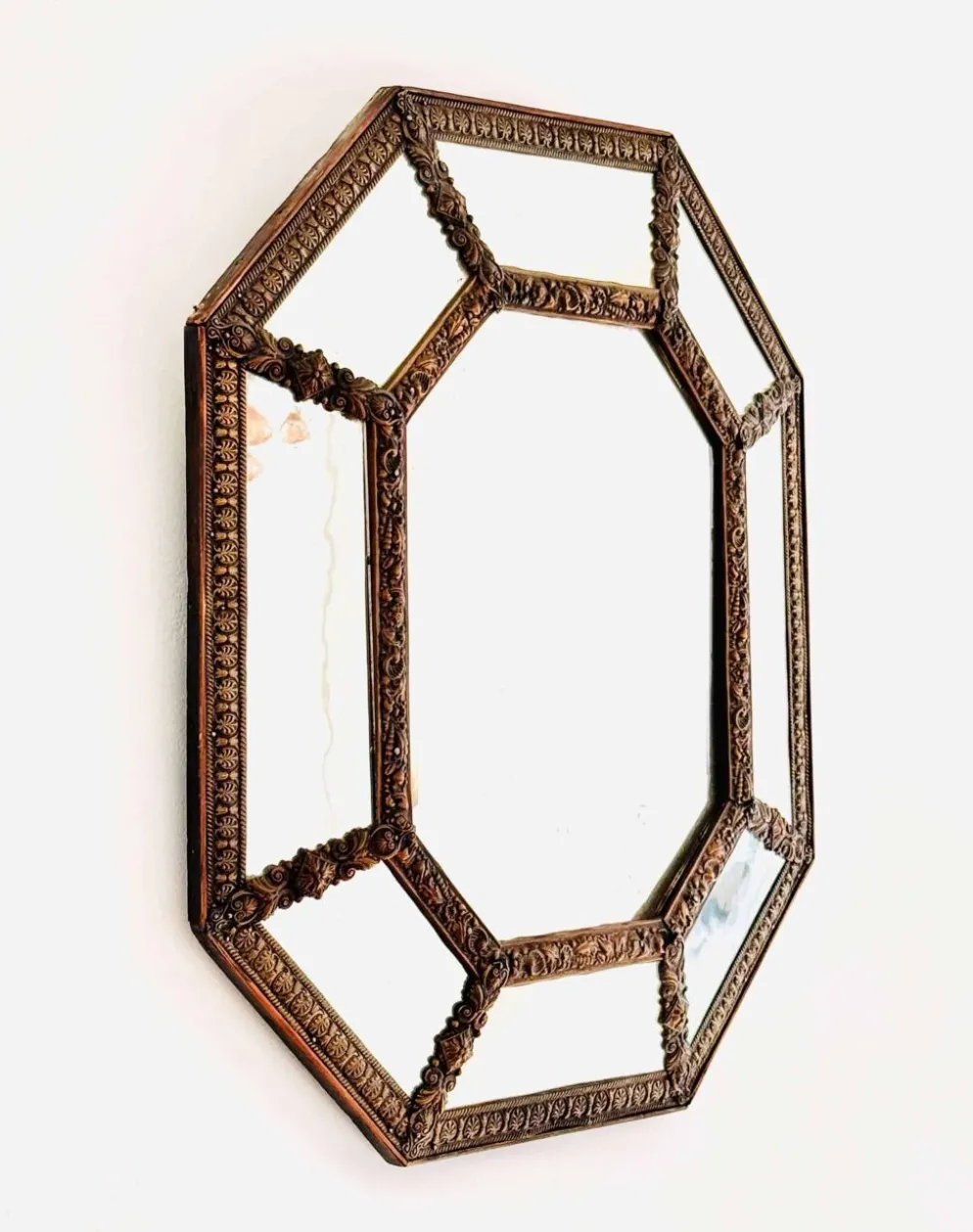 Grand miroir à parcloses octogonal XIXème
