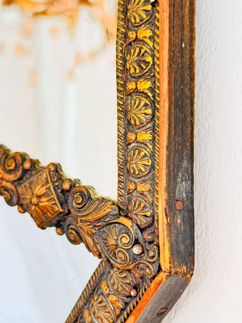 Grand miroir à parcloses octogonal XIXème