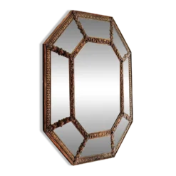 Grand miroir à parcloses octogonal XIXème