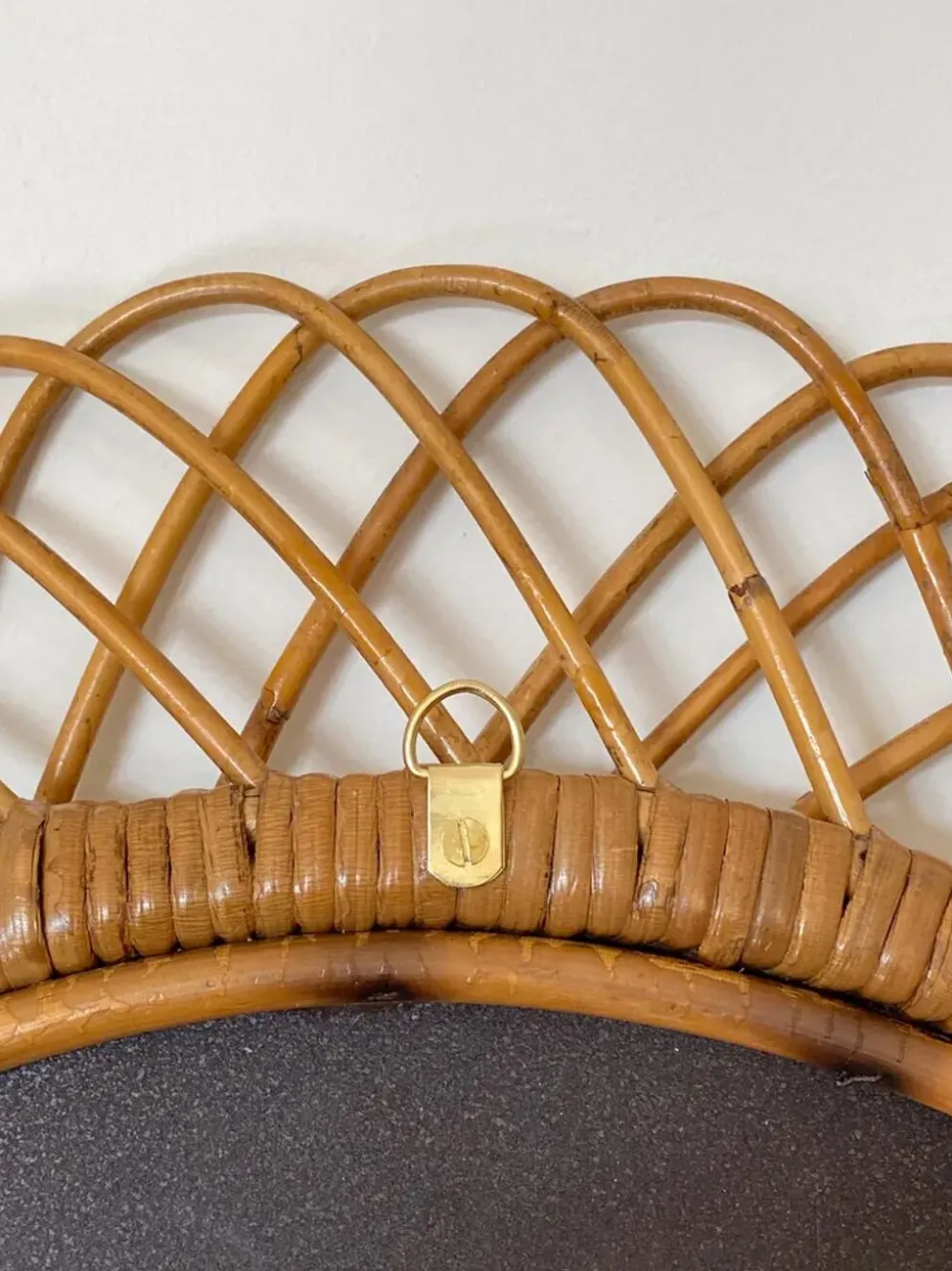 Grand miroir par Franco Albini en rotin et bambou, Italie 1960's