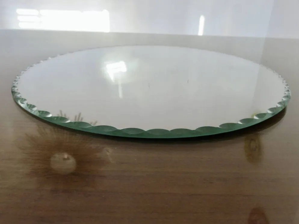 Grand miroir à poser, rond, biseauté, 1940 1950, art déco