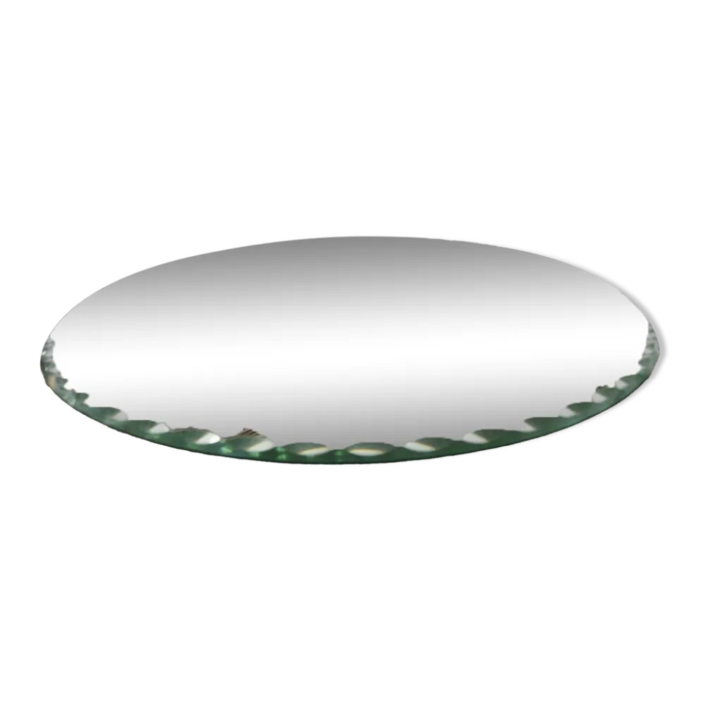 Grand miroir à poser, rond, biseauté, 1940 1950, art déco