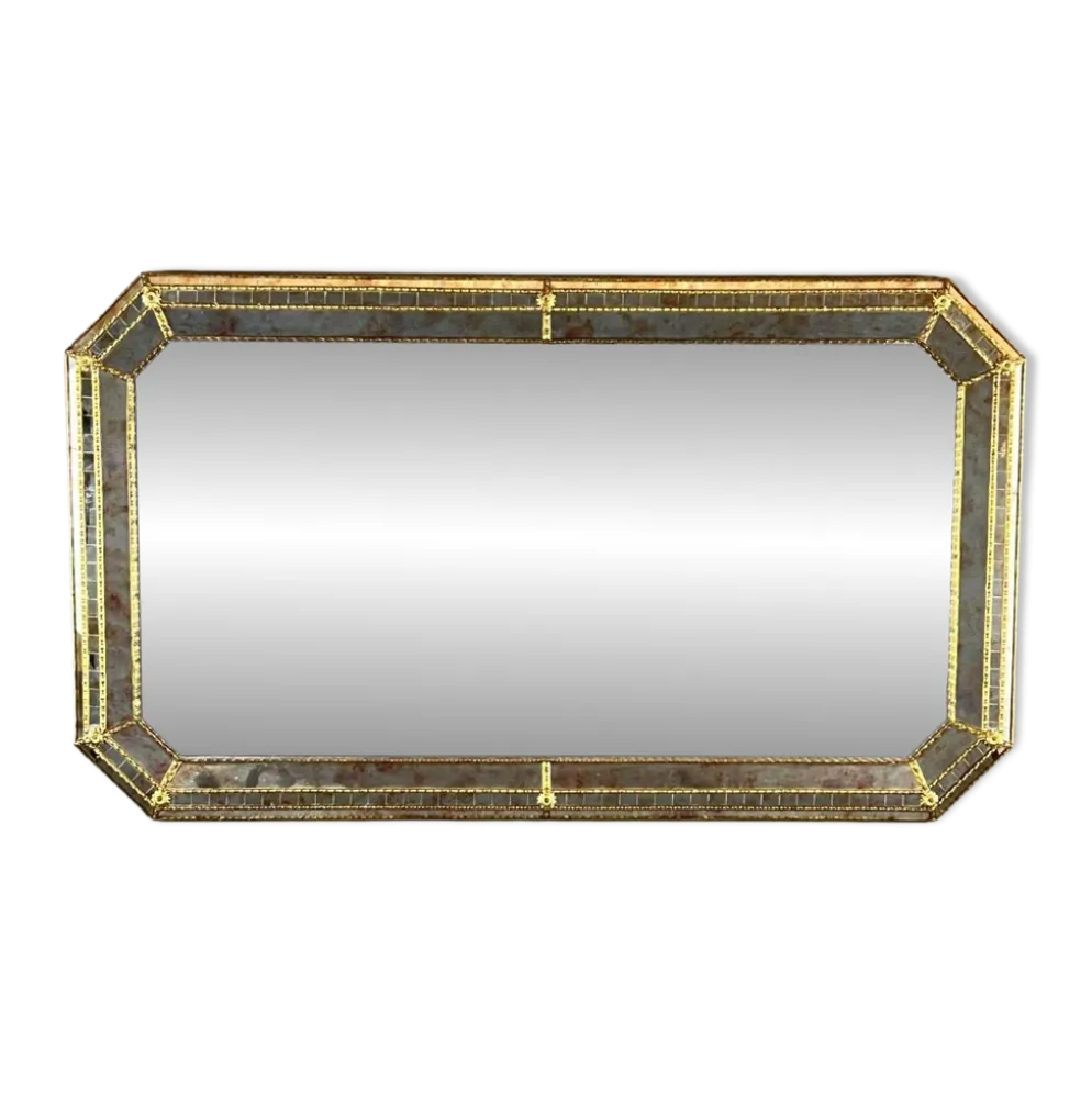 Grand miroir rectangulaire biseauté, XXe siècle