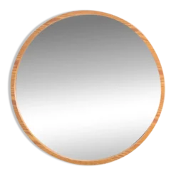 Grand miroir rond en pin du milieu du siècle, Danemark, années 1960.