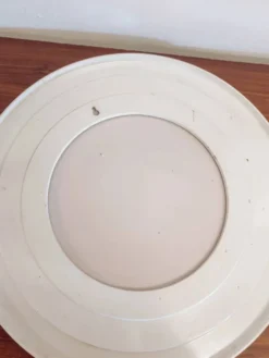 Grand miroir rond vintage avec bord blanc