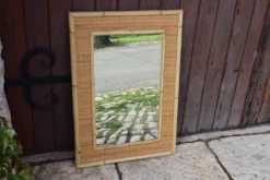 Grand miroir rotin bambou par Dal Vera Italie 1970