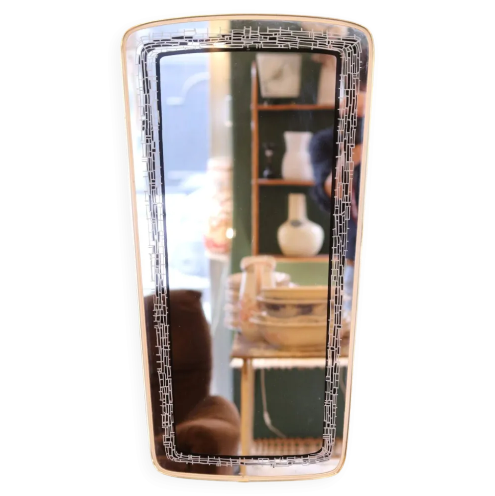 Grand miroir rétroviseur des années 1950