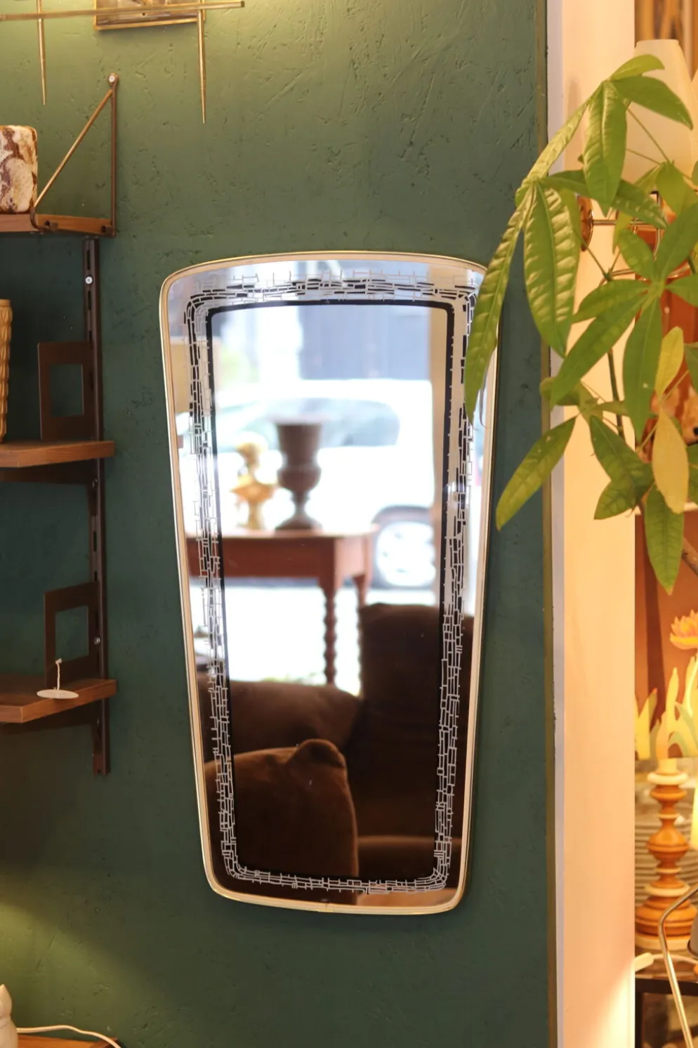 Grand miroir rétroviseur des années 1950