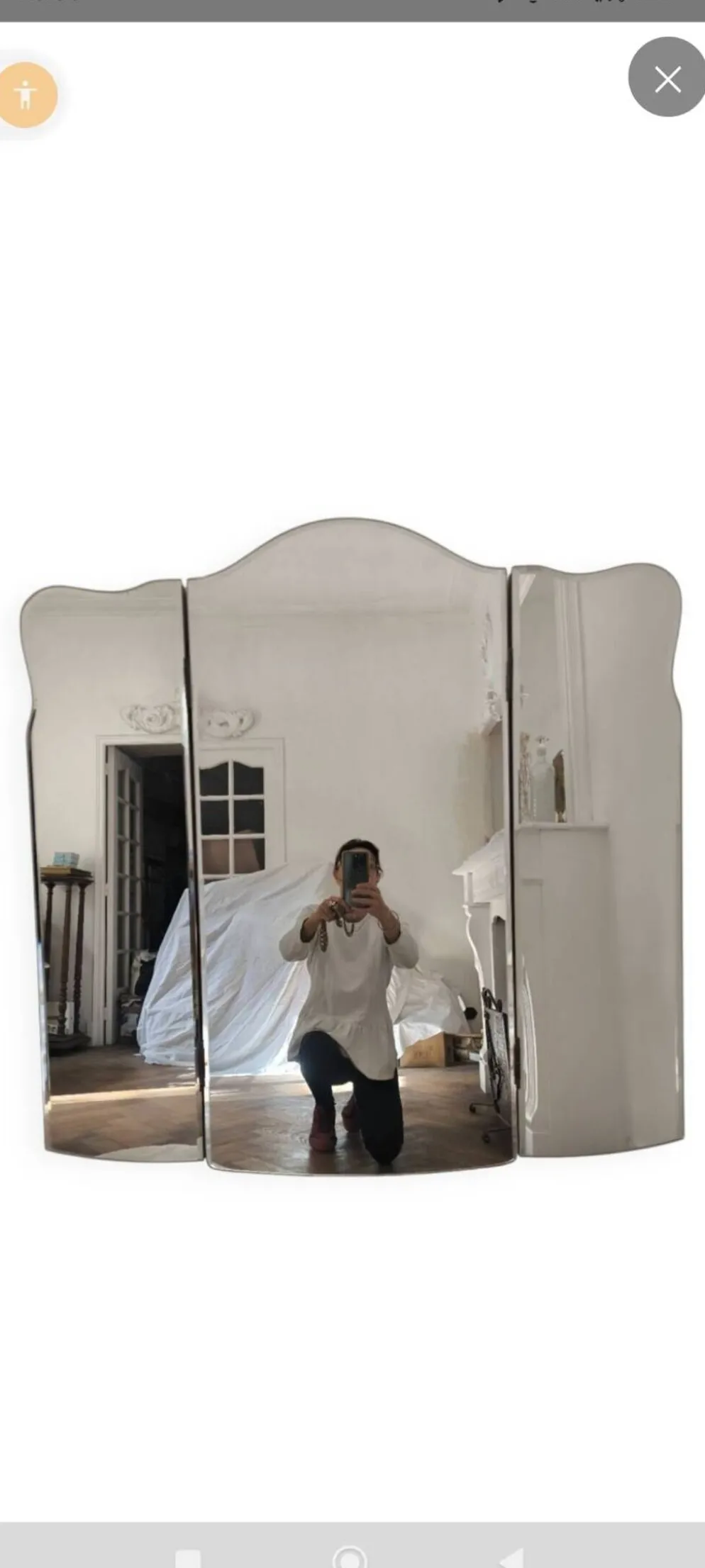 Grand miroir triptyque années 50