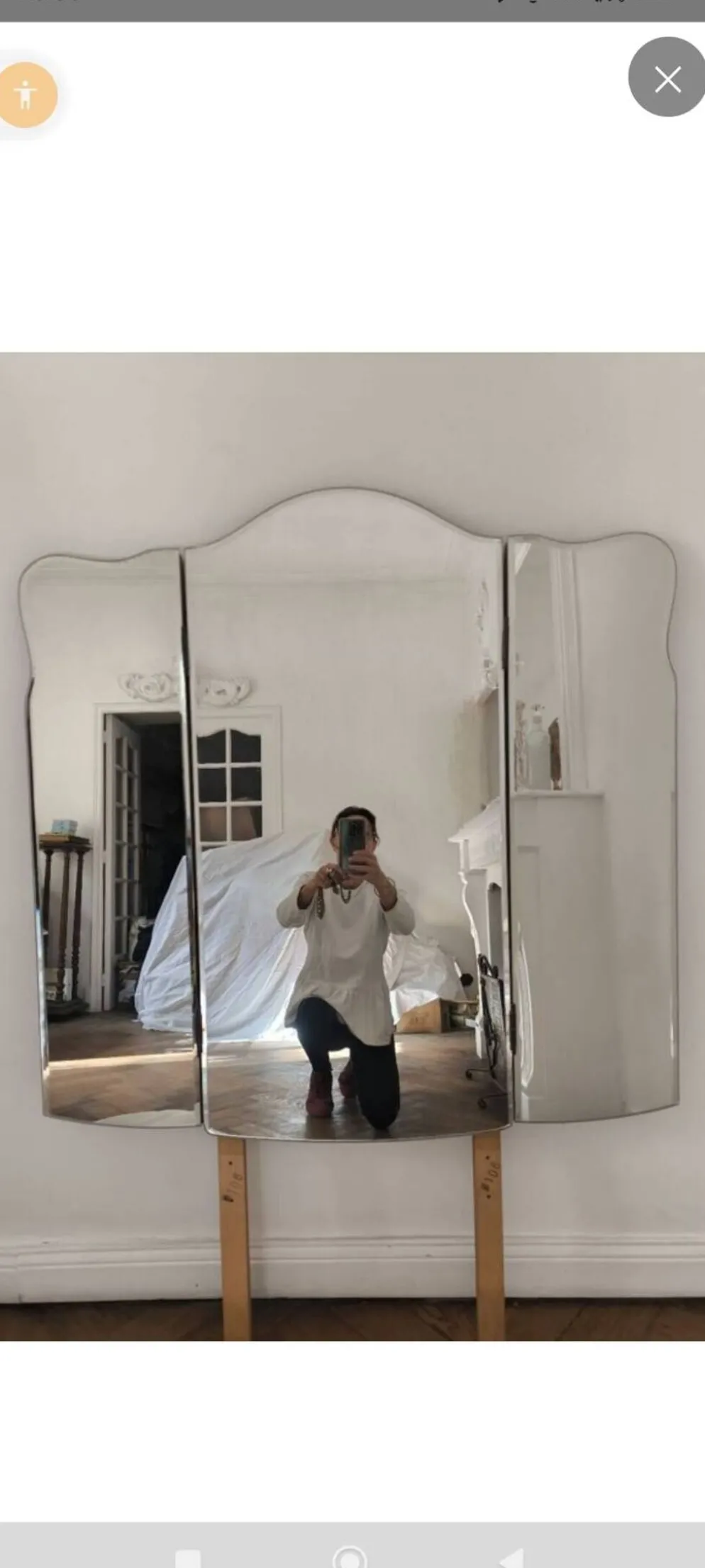 Grand miroir triptyque années 50
